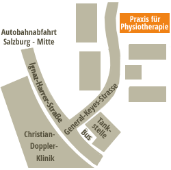 Anfahrt Physiotherpiepraxis in Salzburg